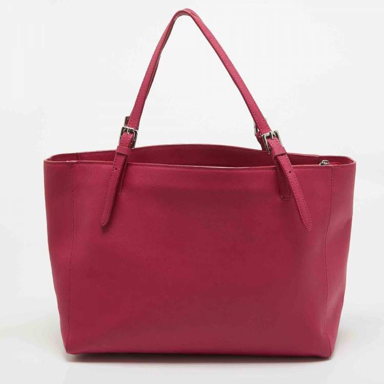 Pre Owned Tory Burch Pink Leather Large York Buckle Tote
