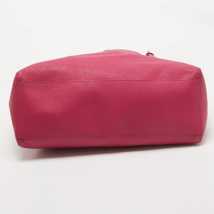 Pre Owned Tory Burch Pink Leather Large York Buckle Tote