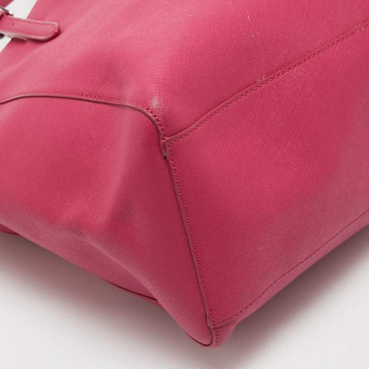 Pre Owned Tory Burch Pink Leather Large York Buckle Tote