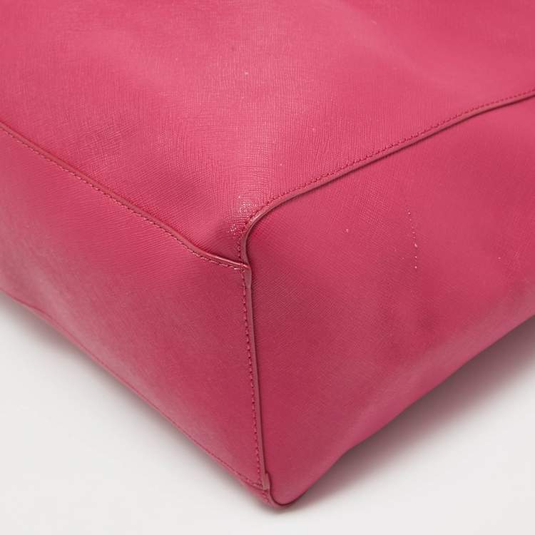 Pre Owned Tory Burch Pink Leather Large York Buckle Tote