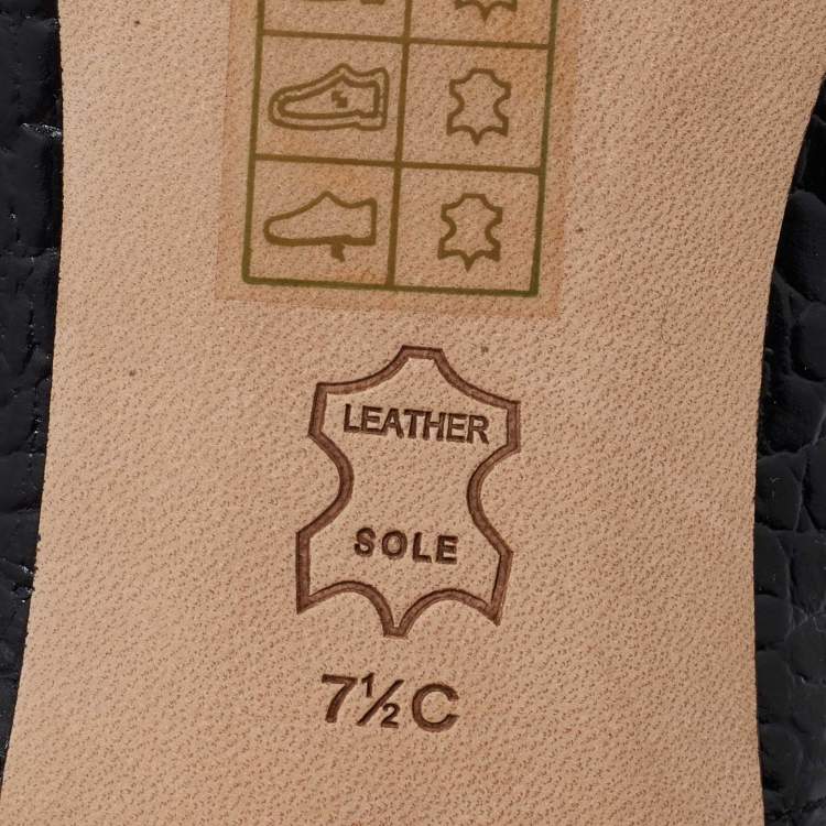 Pre Owned Tory Burch Black Croc Embossed Leather Mules Size 38