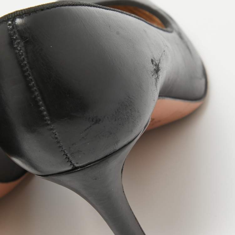 Pre Owned Tory Burch Black Leather Pointed Toe Pumps Size 36.5 