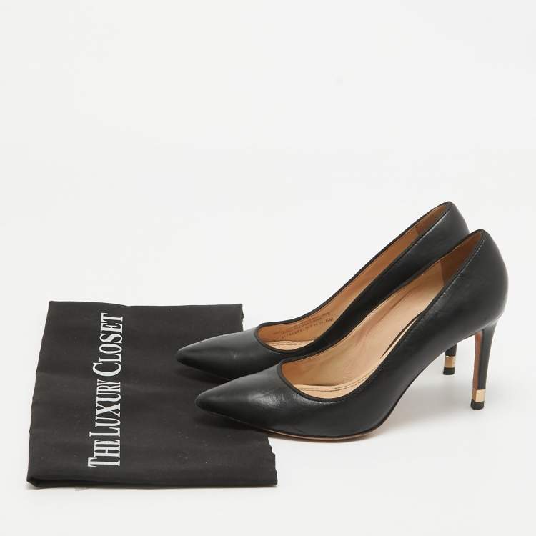 Pre Owned Tory Burch Black Leather Pointed Toe Pumps Size 36.5 