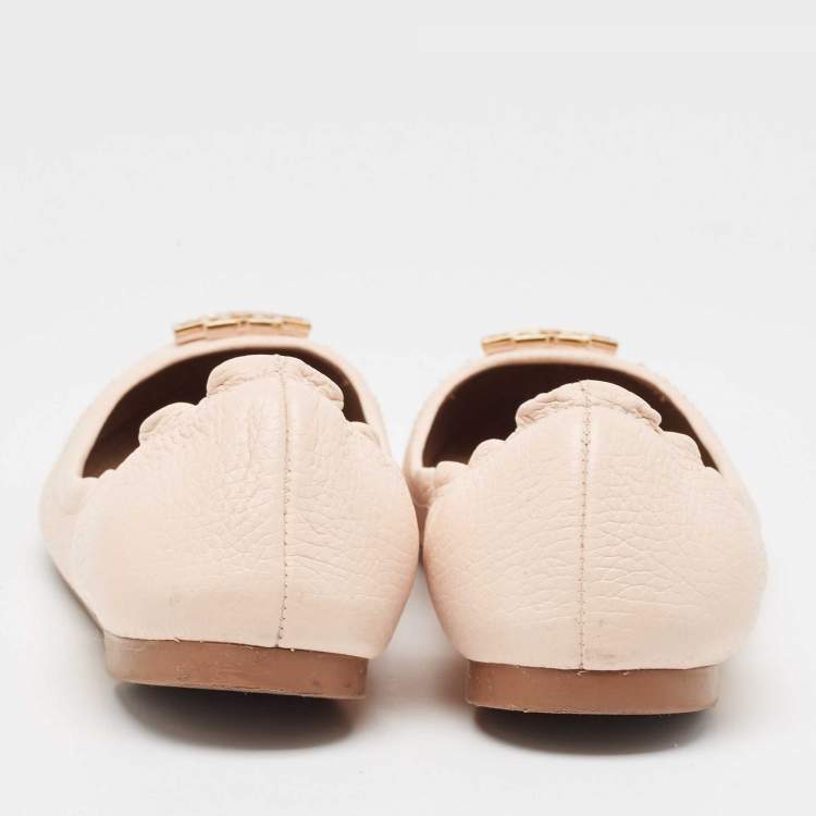 Pre Owned Tory Burch Pink Leather Melinda Scrunch Ballet Flats Size 38.5