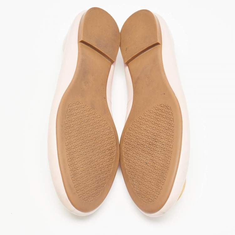 Pre Owned Tory Burch Light Pink Leather Benton Ballet Flats Size 38.5 
