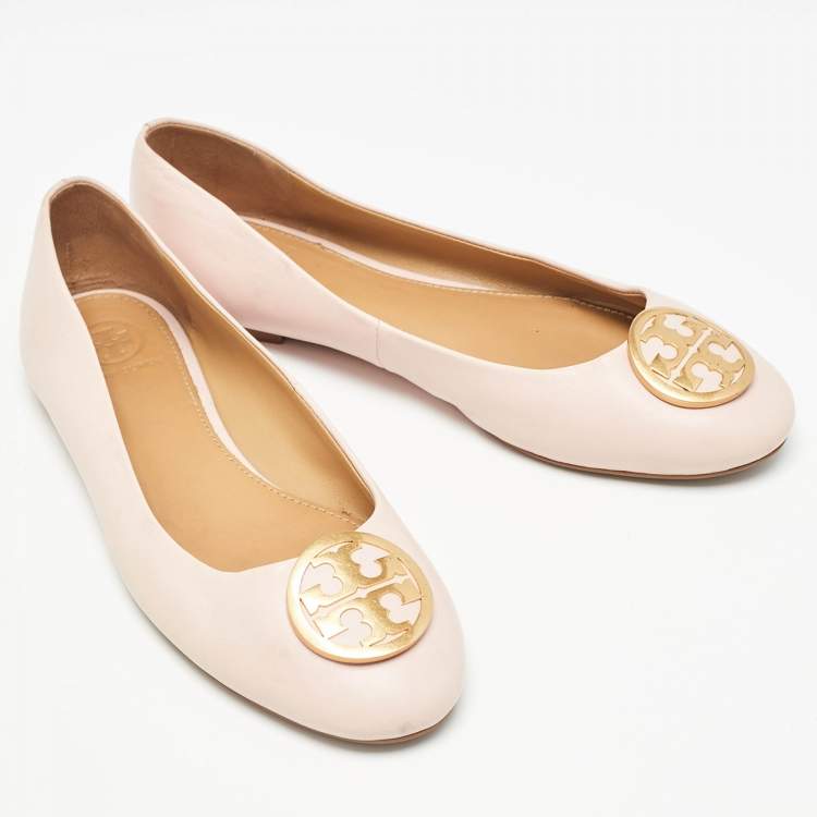 Pre Owned Tory Burch Light Pink Leather Benton Ballet Flats Size 38.5 