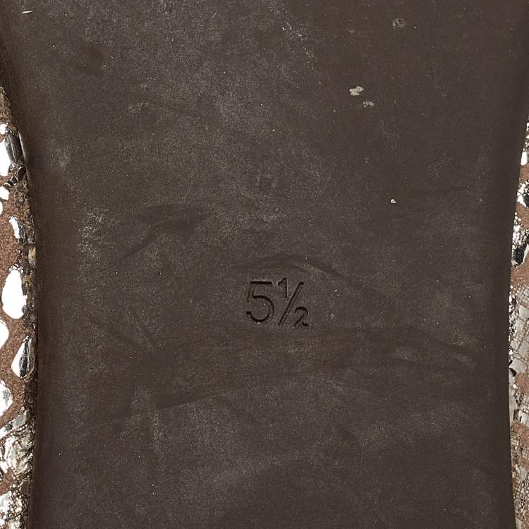 Pre Owned Tory Burch Metallic Brown Textured Suede Heidi Scrunch Ballet Flats Size 36