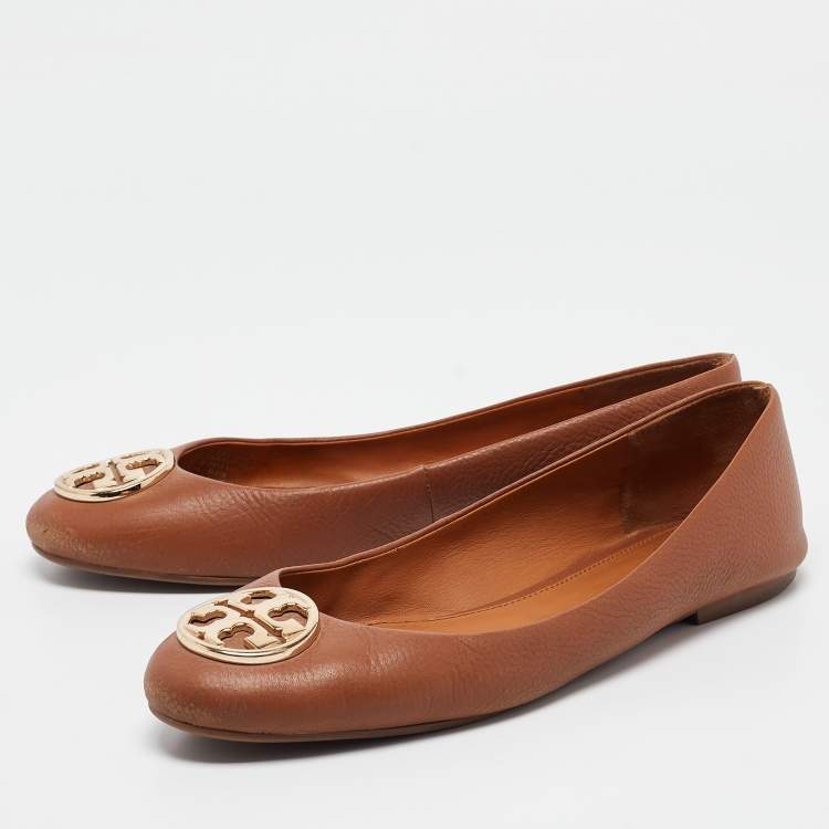 Tory Burch Brown Leather Chelsea Ballet Flats Size 39.5 Tory Burch TLC