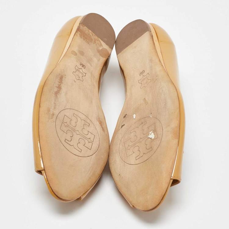 Pre Owned Tory Burch Yellow Patent Leather Ballet Flats Size 36
