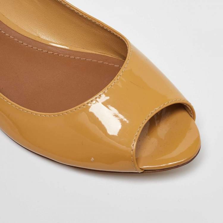 Pre Owned Tory Burch Yellow Patent Leather Ballet Flats Size 36