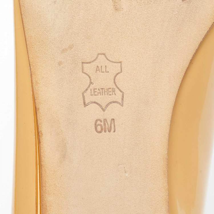 Pre Owned Tory Burch Yellow Patent Leather Ballet Flats Size 36