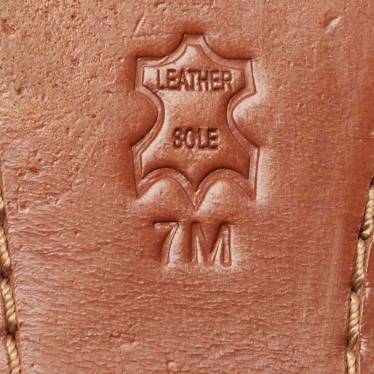 Pre Owned Tory Burch Orange Leather And PVC Kira Flat Sandals Size 37.5