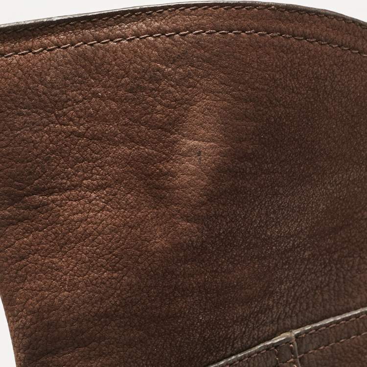 Pre Owned Tory Burch Brown Leather Over The Knee Boots Size 35.5