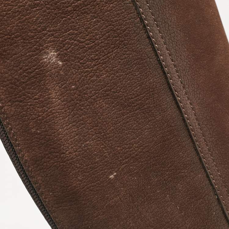 Pre Owned Tory Burch Brown Leather Over The Knee Boots Size 35.5