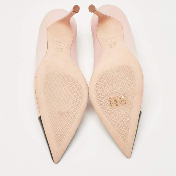Pre Owned Tory Burch Pink/Black Leather Penelope Pointed Toe Pumps 37