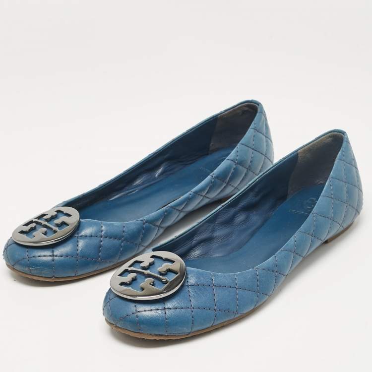 Tory Burch Blue Leather Ballet Flats Size 40 Tory Burch TLC