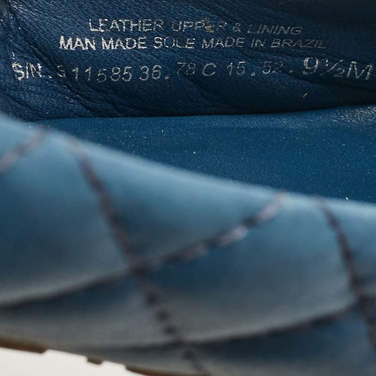 Pre Owned Tory Burch Blue Leather Ballet Flats Size 40