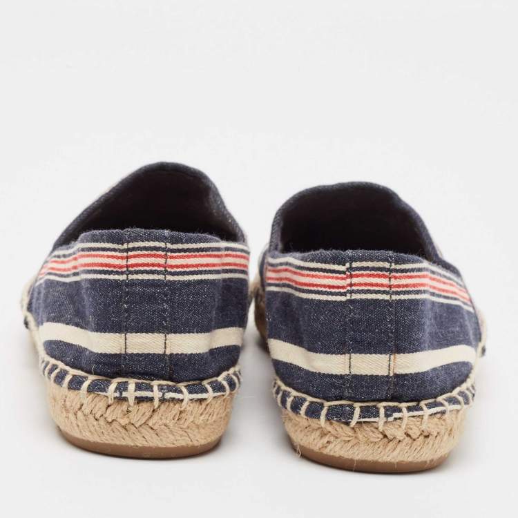 مملوكة مسبقًا Tory Burch Multicolor Denim and Leather Espadrille Flats Size 37.5