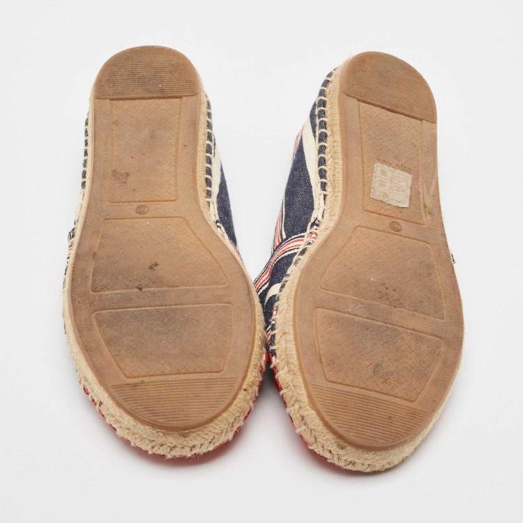 مملوكة مسبقًا Tory Burch Multicolor Denim and Leather Espadrille Flats Size 37.5
