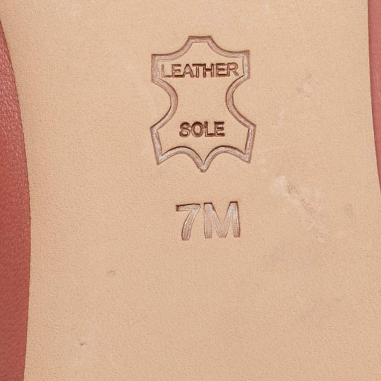 Pre Owned Tory Burch Pink Leather and Suede Knotted Bow Ballet Flats Size 37.5