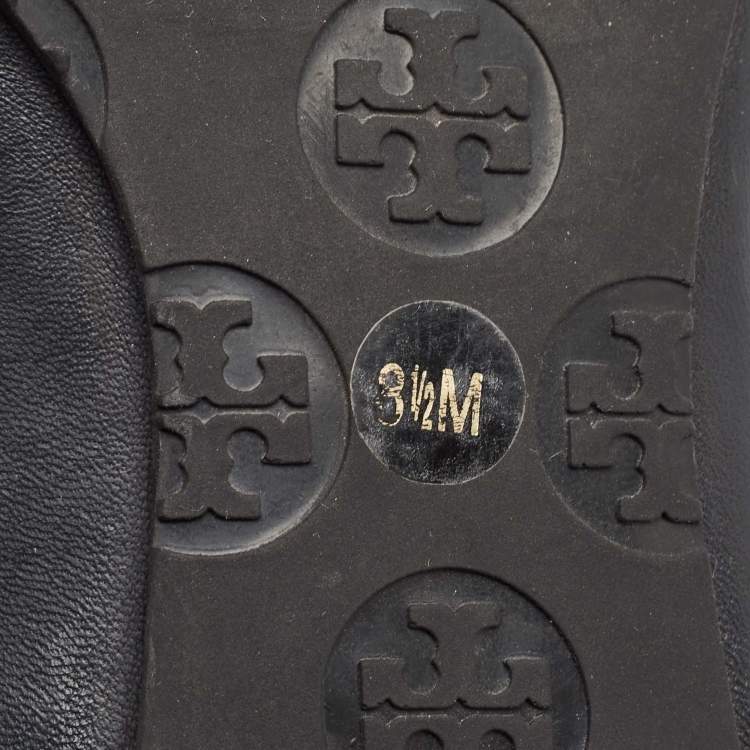Pre Owned Tory Burch Navy Blue Leather Reva Ballet Flats Size 39