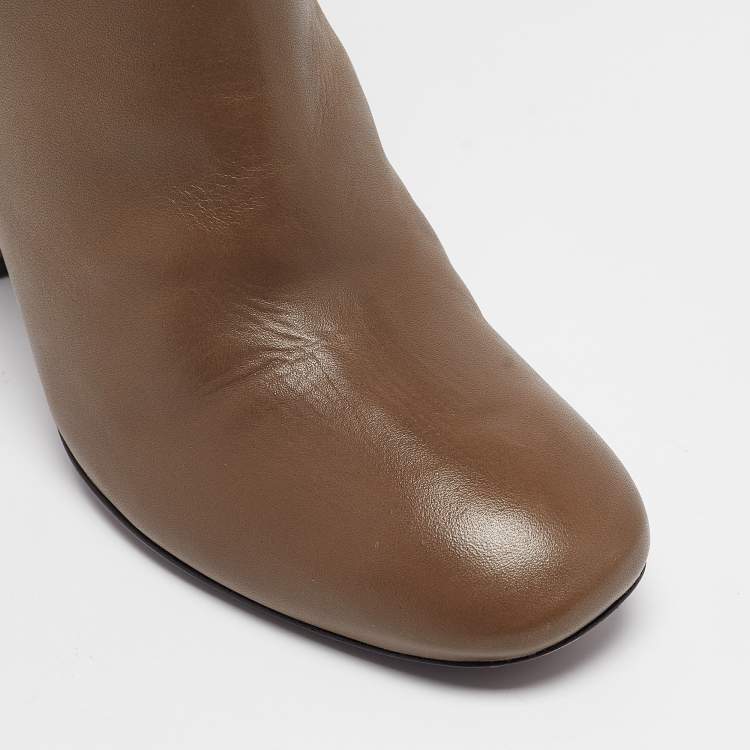 Pre Owned Tory Burch Olive Green Leather Faye Knee Length Boots Size 40