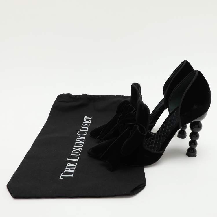 مملوكة مسبقًا Tory Burch Black Velvet Clara Bow Pumps Size 37.5