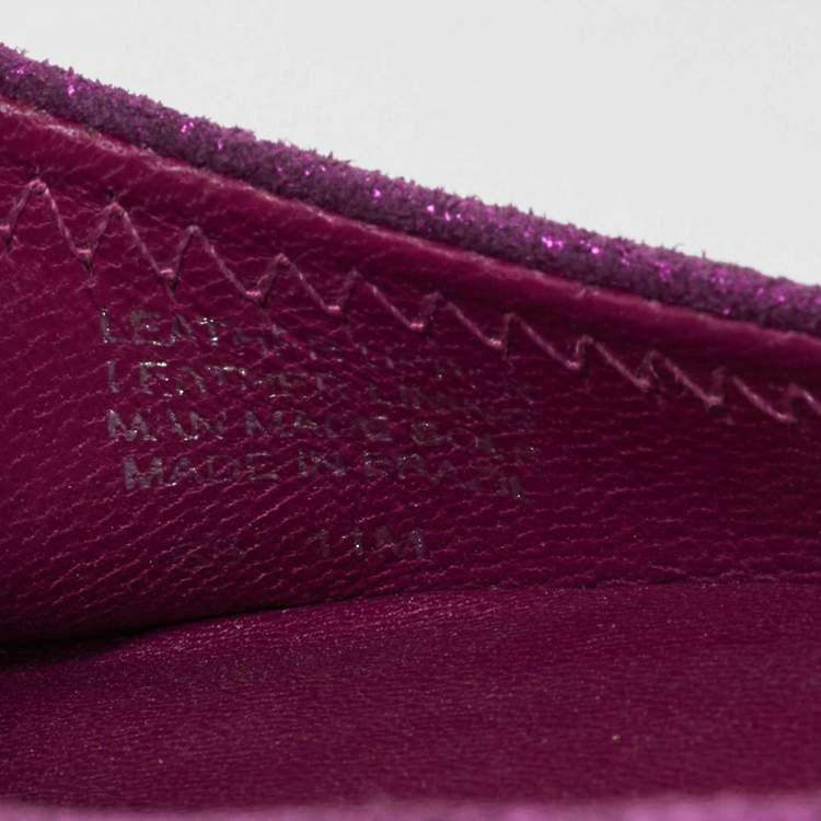 Pre Owned Tory Burch Pink Metallic Leather Reva Scrunch Ballet Flats Size 41