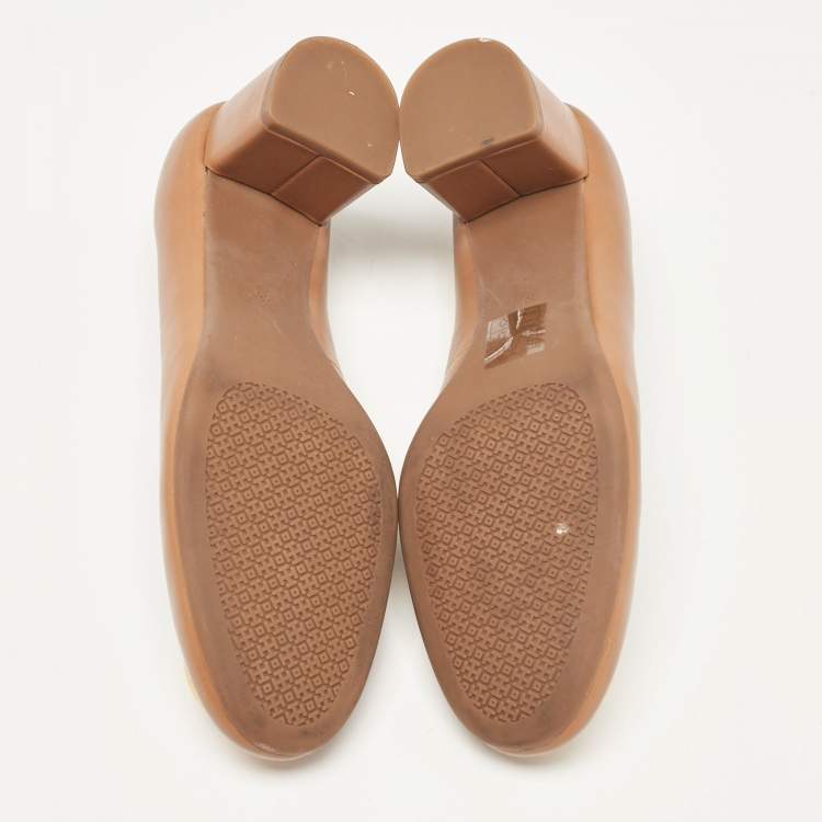 Pre Owned Tory Burch Brown Leather Benton 2 Pumps Size 36