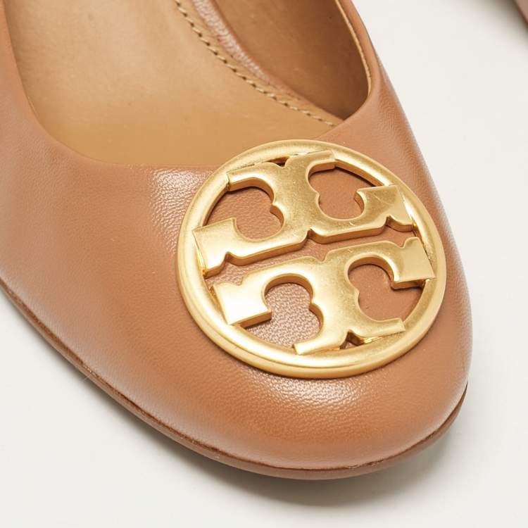 Pre Owned Tory Burch Brown Leather Benton 2 Pumps Size 36