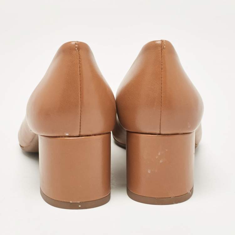 Pre Owned Tory Burch Brown Leather Benton 2 Pumps Size 36