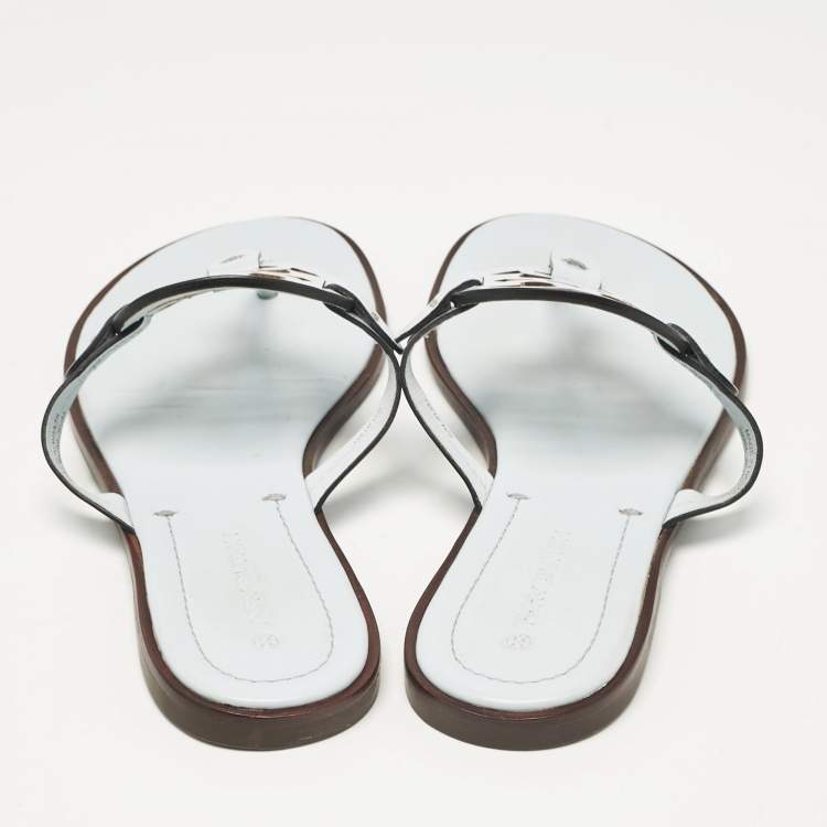 مملوكة مسبقًا Tory Burch Light Blue Leather Miller Thong Flats Size 39