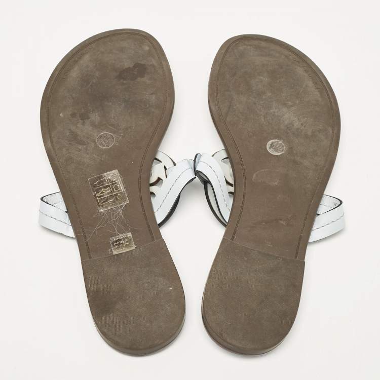 مملوكة مسبق�ًا Tory Burch Light Blue Leather Miller Thong Flats Size 39