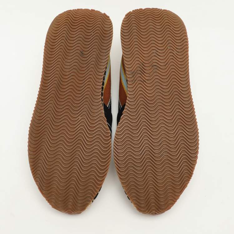 Pre Owned Tory Burch Multicolor Stretch Fabric Daisy Logo Espadrille Slip On Sneakers 37