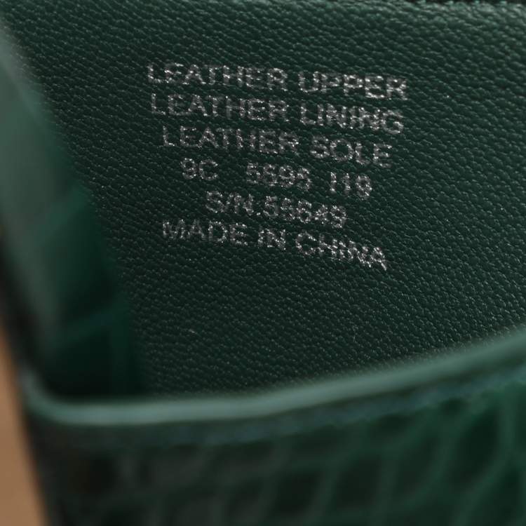 Pre Owned Tory Burch Green Croc Embossed Leather Martine Slide Sandals Size 39