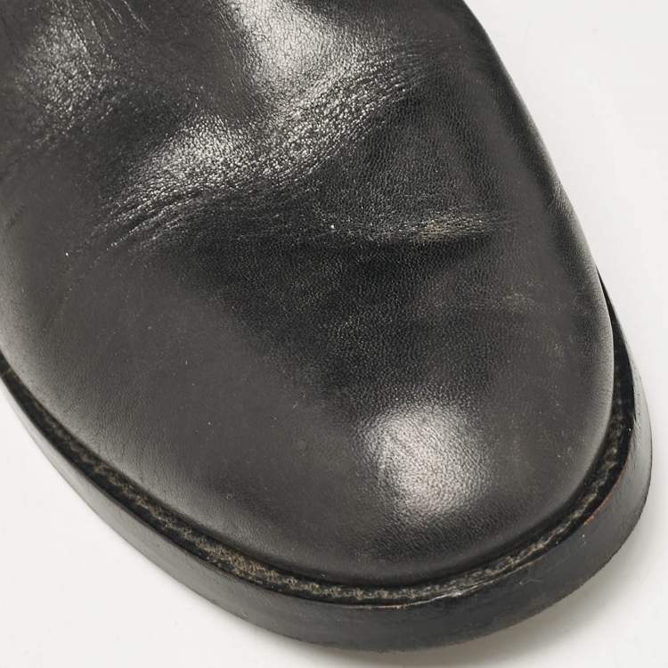 Pre Owned Tory Burch Black Leather Knee Length Boots Size 39.5