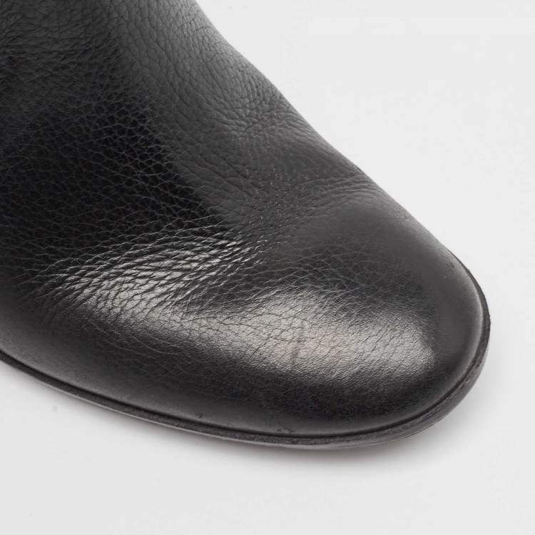 Pre Owned Tory Burch Black Leather Mae Ankle Booties Size 40.5 