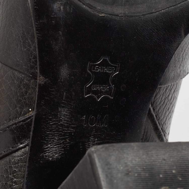 Pre Owned Tory Burch Black Leather Mae Ankle Booties Size 40.5 