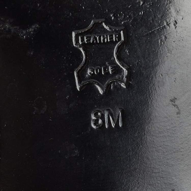 Pre Owned Tory Burch Black Leather Cap Toe Mid Calf Boots Size 39.5