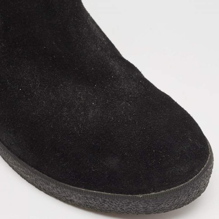 Pre Owned Tory Burch Black Suede Ankle Boots Size 37.5