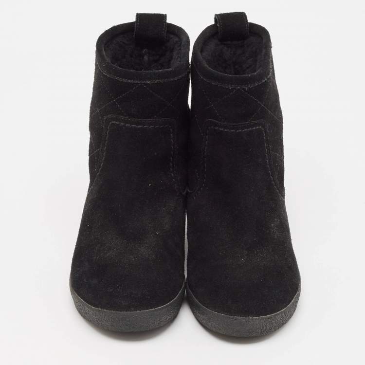 Pre Owned Tory Burch Black Suede Ankle Boots Size 37.5