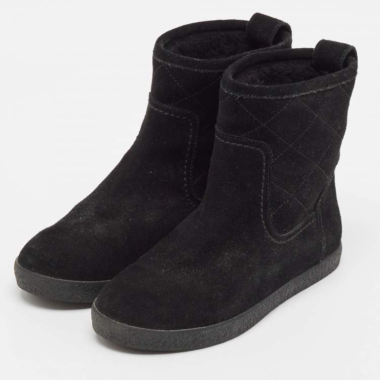 Pre Owned Tory Burch Black Suede Ankle Boots Size 37.5