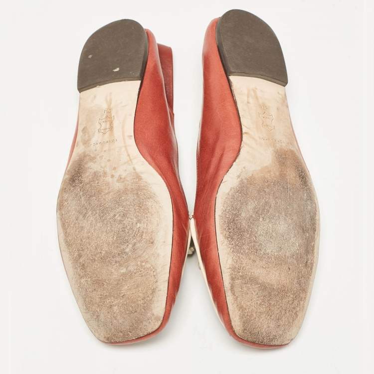 Pre Owned Tory Burch Two Tone Leather Slip On Loafers Size 39.5
