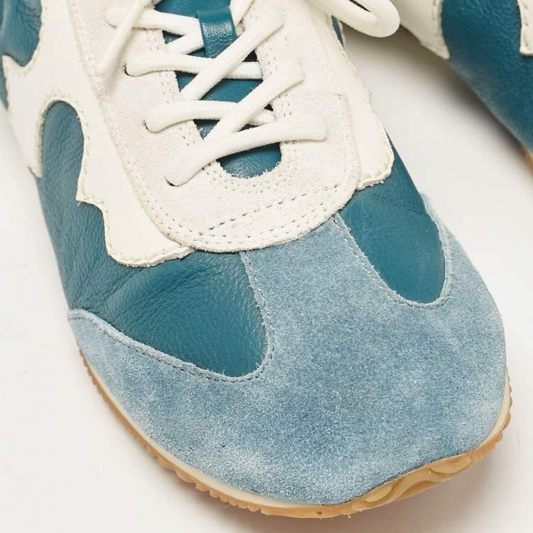 مملوكة مسبقًا Tory Burch Multicolor Leather and Suede Serif Lace Up Sneakers Size 40