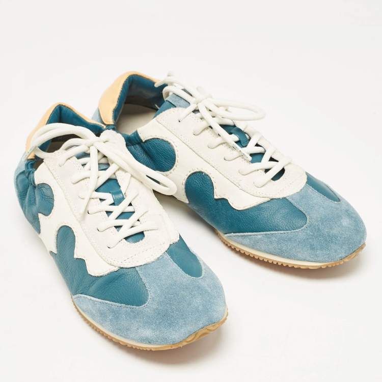 مملوكة مسبقًا Tory Burch Multicolor Leather and Suede Serif Lace Up Sneakers Size 40