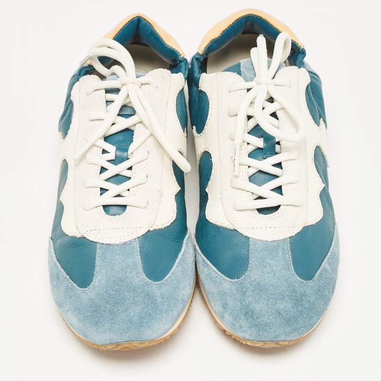 مملوكة مسبقًا Tory Burch Multicolor Leather and Suede Serif Lace Up Sneakers Size 40