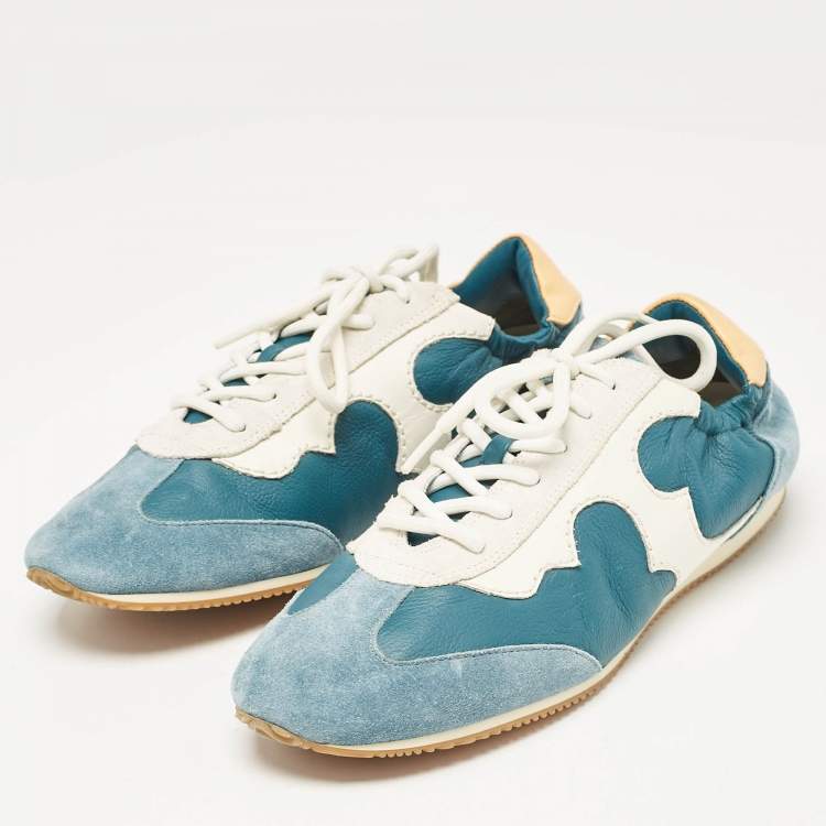 مملوكة مسبقًا Tory Burch Multicolor Leather and Suede Serif Lace Up Sneakers Size 40