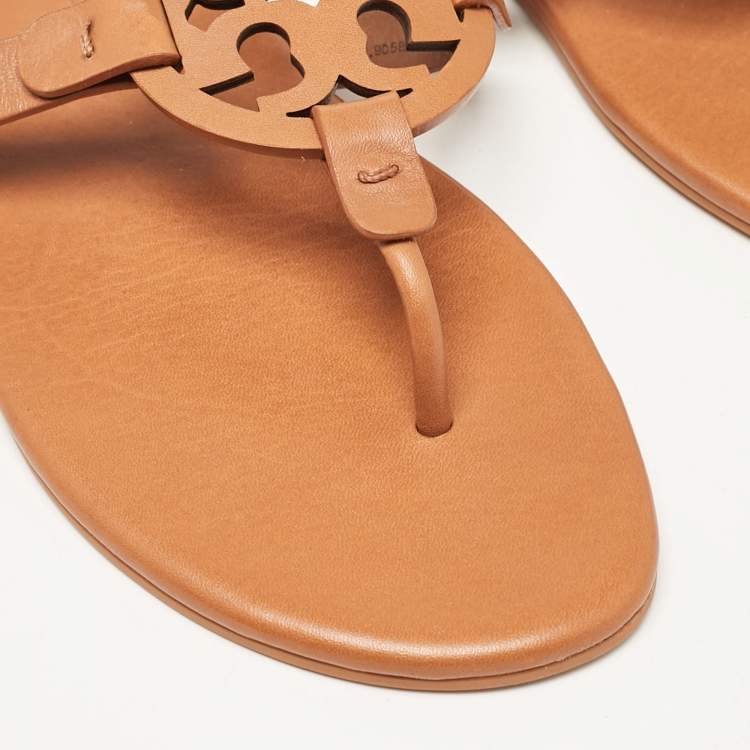 Pre Owned Tory Burch Brown Leather Miller Thong Sandals Size 39