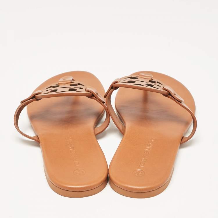 Pre Owned Tory Burch Brown Leather Miller Thong Sandals Size 39