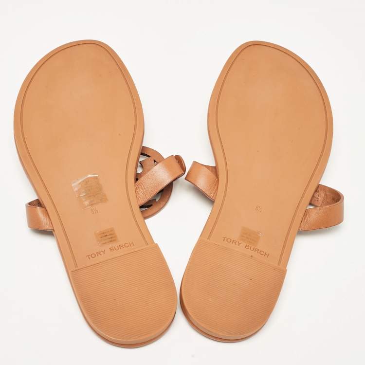 Pre Owned Tory Burch Brown Leather Miller Thong Sandals Size 39